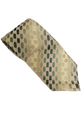 Croft Barrow Silk Tie Green Brown Striped  Mens Necktie Business Menswear Career